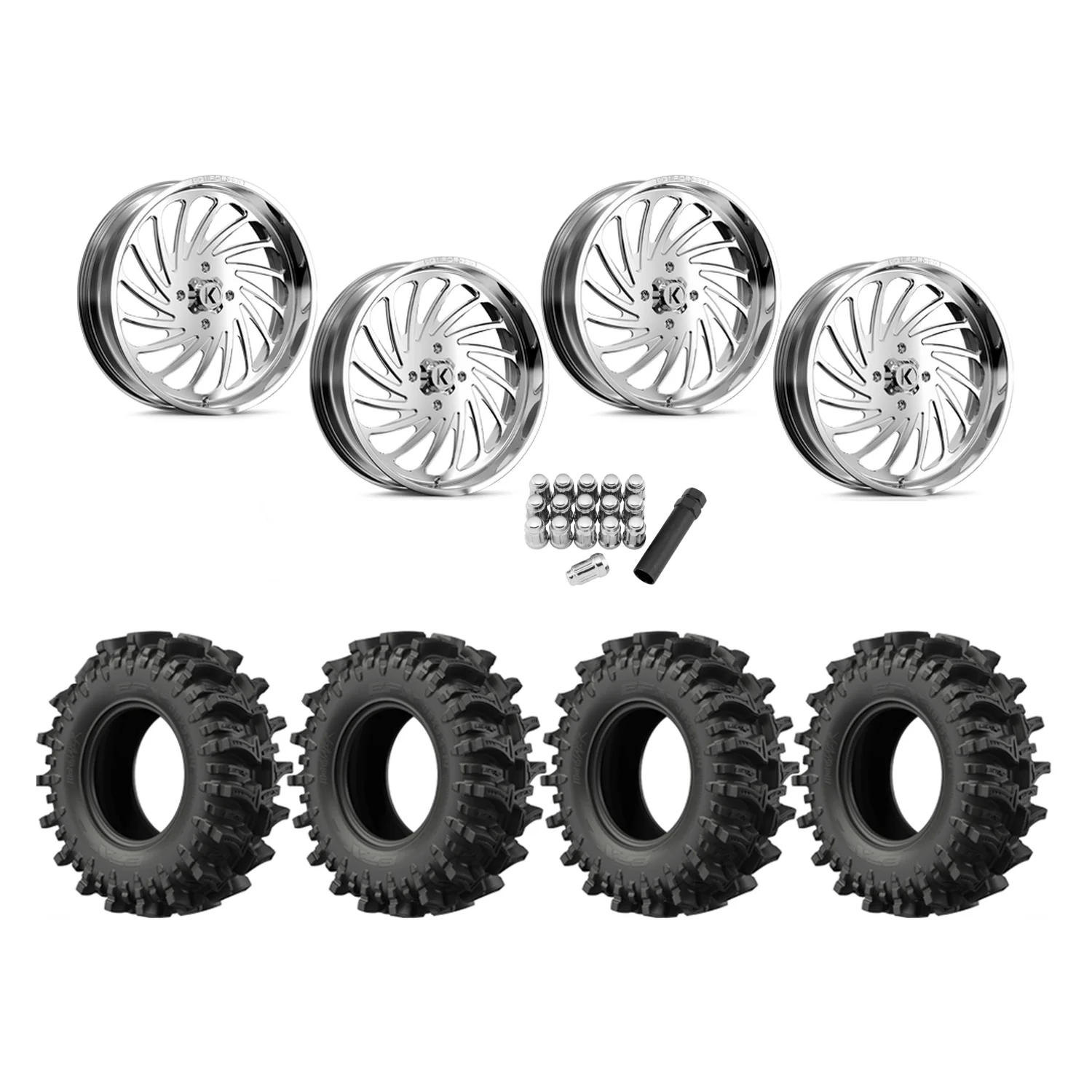 EFX MotoSlayer 35x9.5-24 Tires on KG1 Forged KU023 Bender Polished